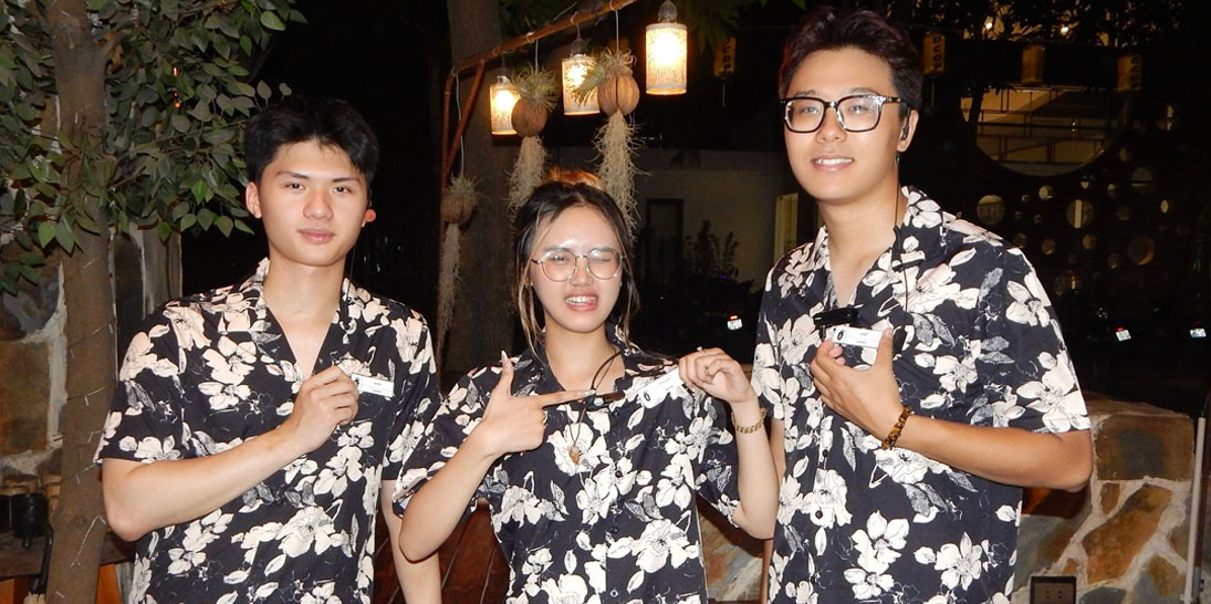 Summer uniform arrives at Barbaros Restaurant in Tay Ho, hanoi, Vietnam.